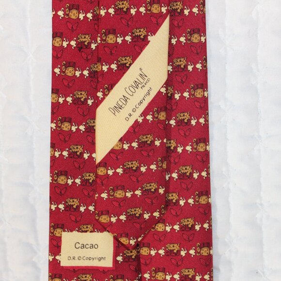 PINEDA COVALIN Cacao 100% Silk Necktie MEXICO Luxury MEXICANO crimson browns XL - Picture 3 of 4